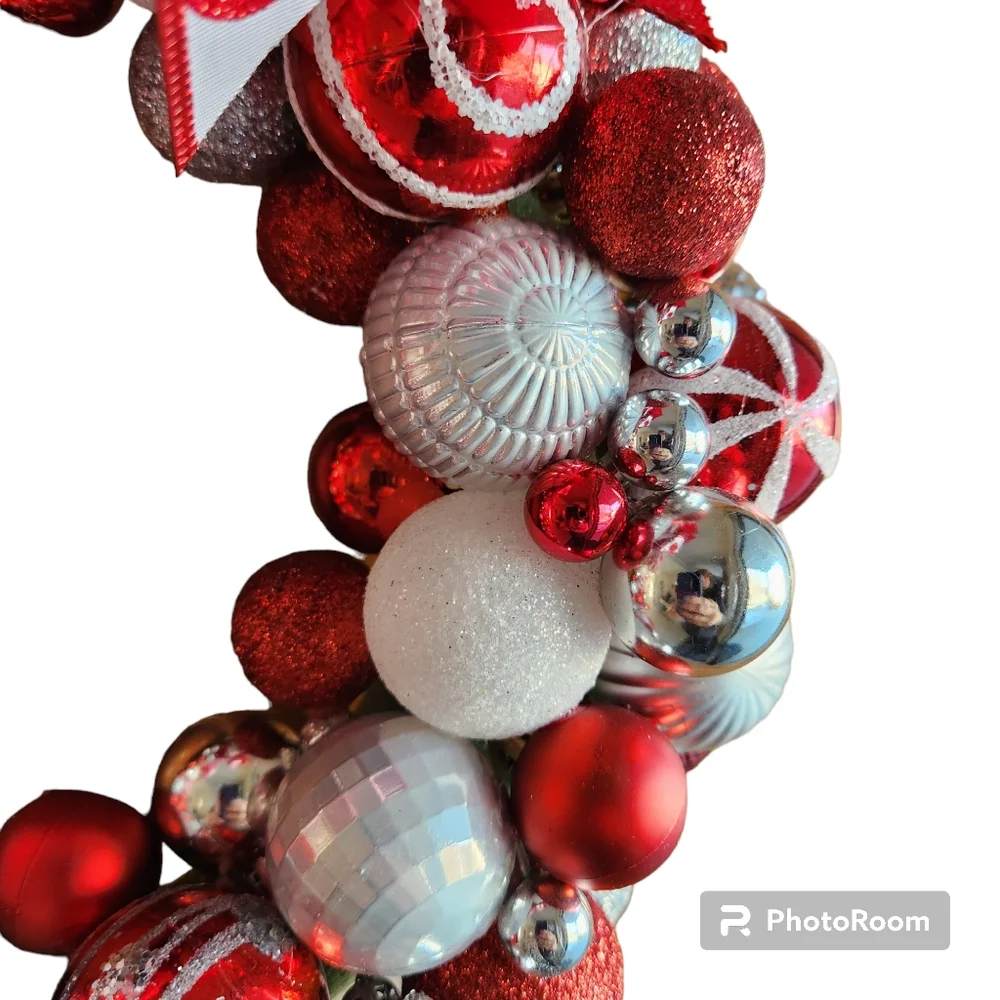 Handmade Holiday Christmas Ornament Wreath, new Door Hanger